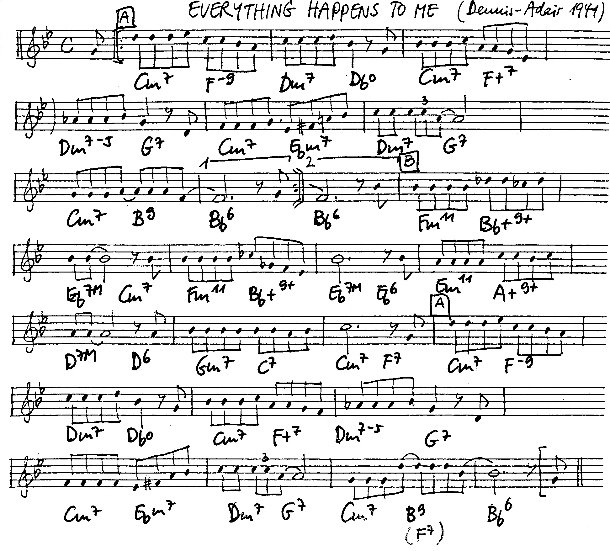 everything happens to me free jazz leadsheet - Courtesy of the Jungle Jazz Band